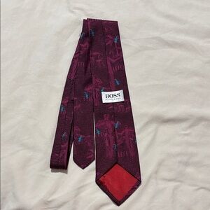 Boss Burgundy and Teal Patterned Tie